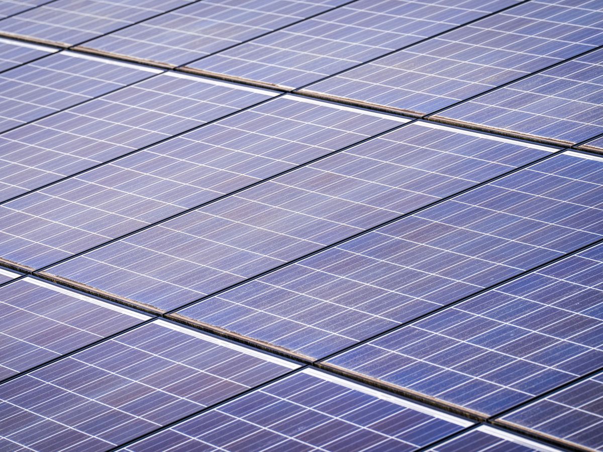 Close-up of a solar panel array