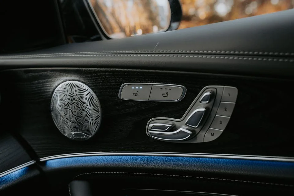 Speaker and controls in a car door