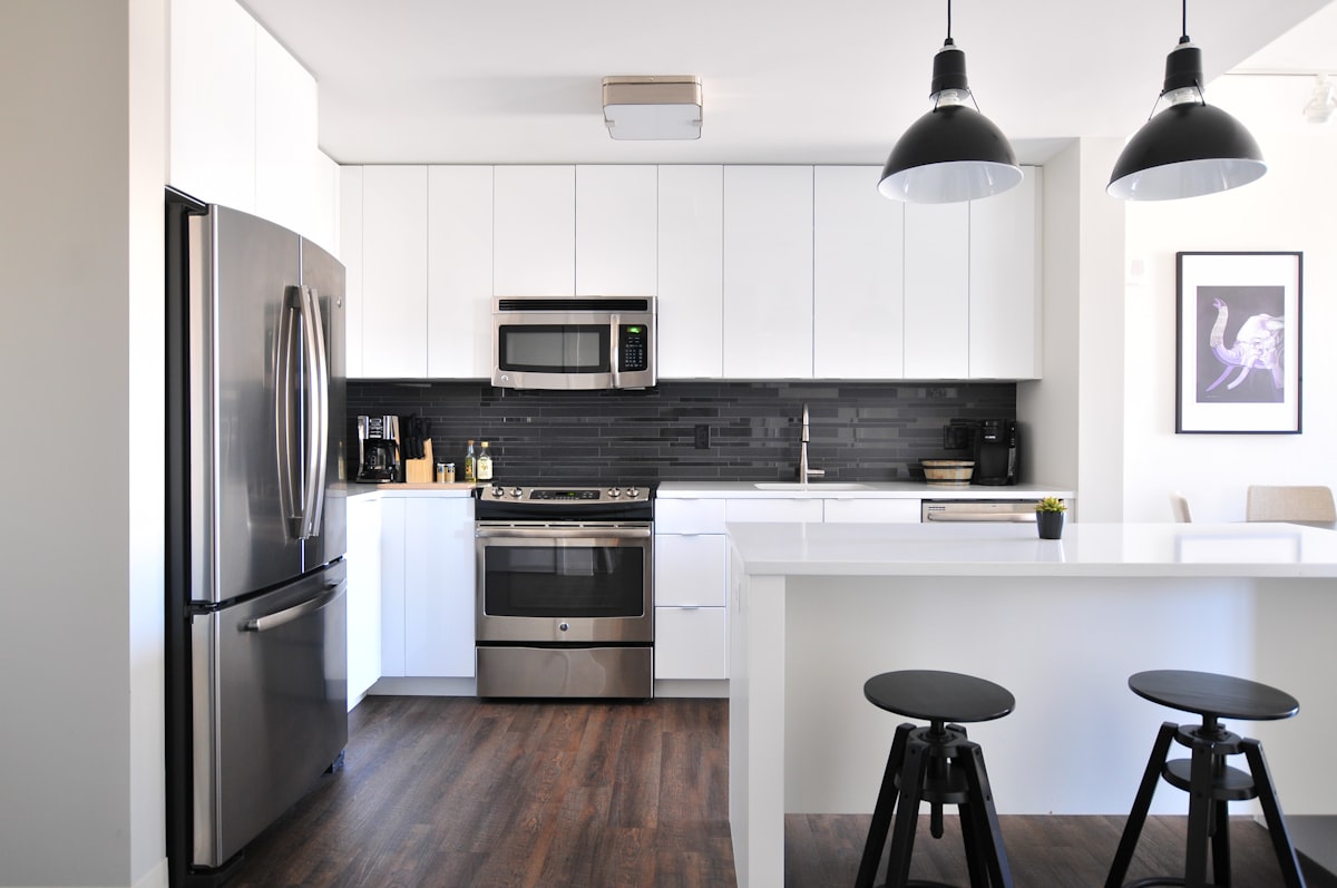 Open-plan kitchen and living space during a home renovation